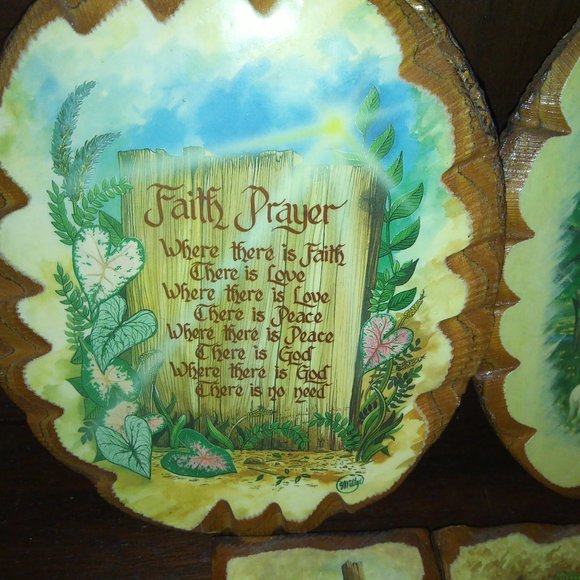 Vtg 1987 Wintermute 4 pc découpage Faith wall hangings Lord's Prayer Psalm 23 - Picture 8 of 12